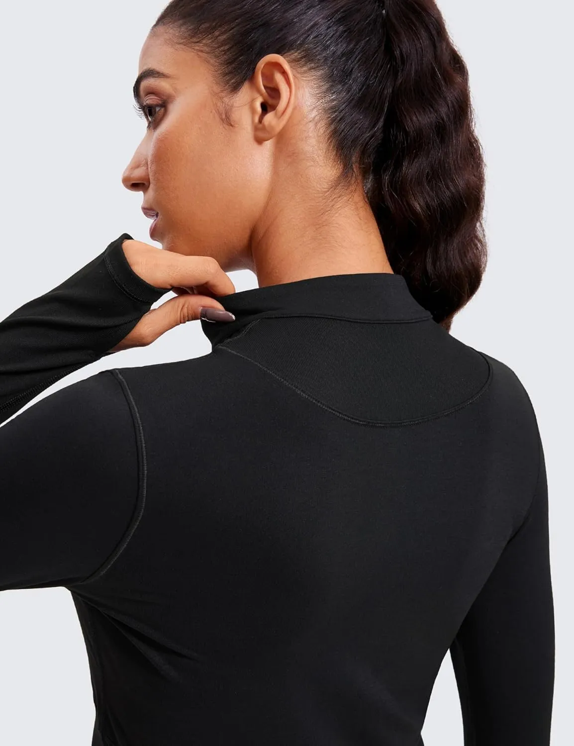 CRZ YOGA Women's Long Sleeve Crop Top Quick Dry Cropped Workout Shirts Half Quarter Zip Pullover Running Athletic Fall Shirt