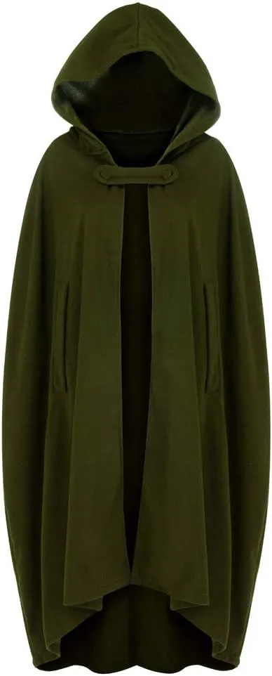 DDAPJ pyju Womens Hooded Open Front Cardigan Wool Blend Long Cape Coat Winter Casual Maxi Cloak Trench Coat Outwear Jacket