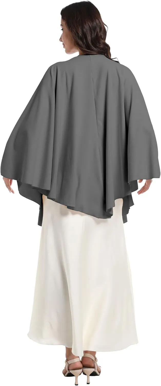 Elegant Shawl Wraps For Women, Warm Open Front Poncho, Cashmere Like Bat Sleeve Ladies Shawls For Winter, Autumn