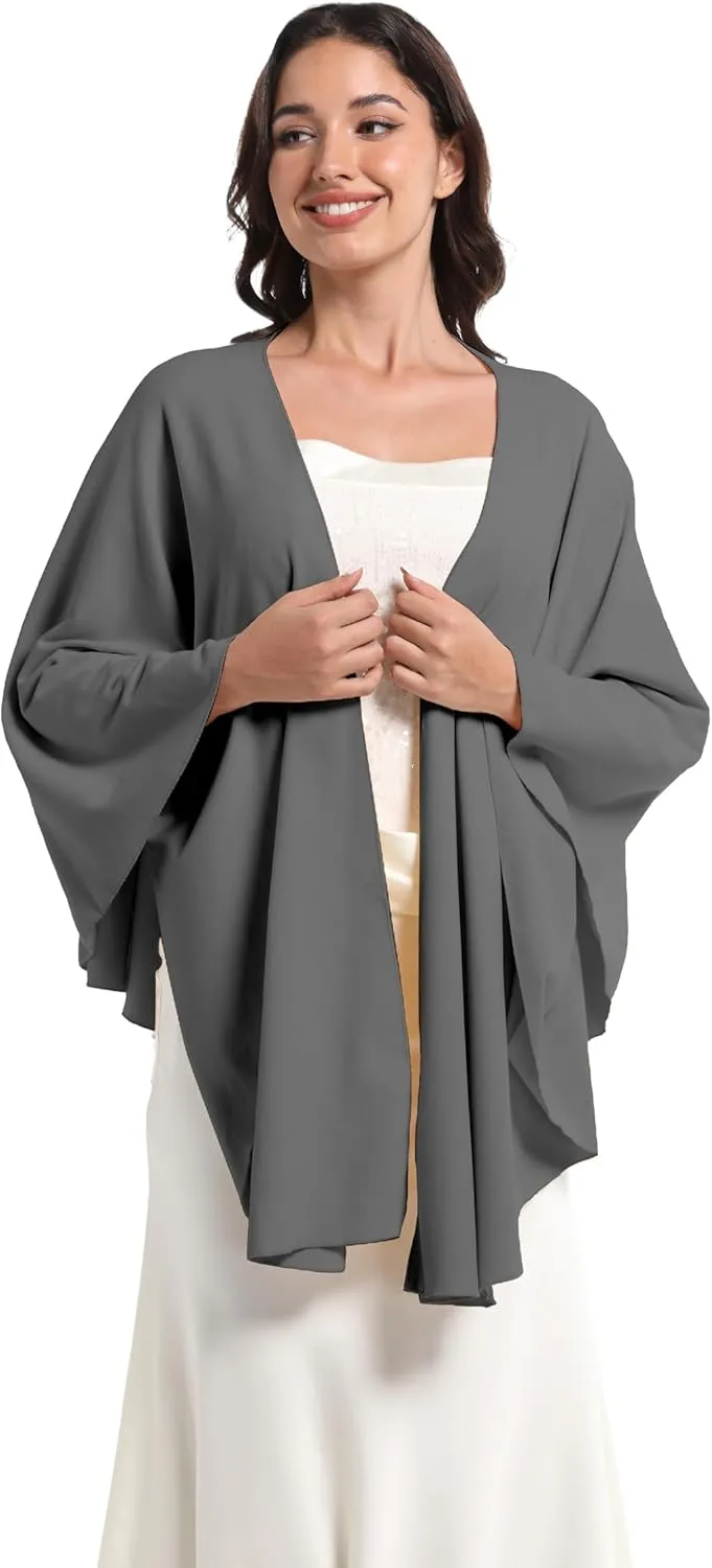 Elegant Shawl Wraps For Women, Warm Open Front Poncho, Cashmere Like Bat Sleeve Ladies Shawls For Winter, Autumn