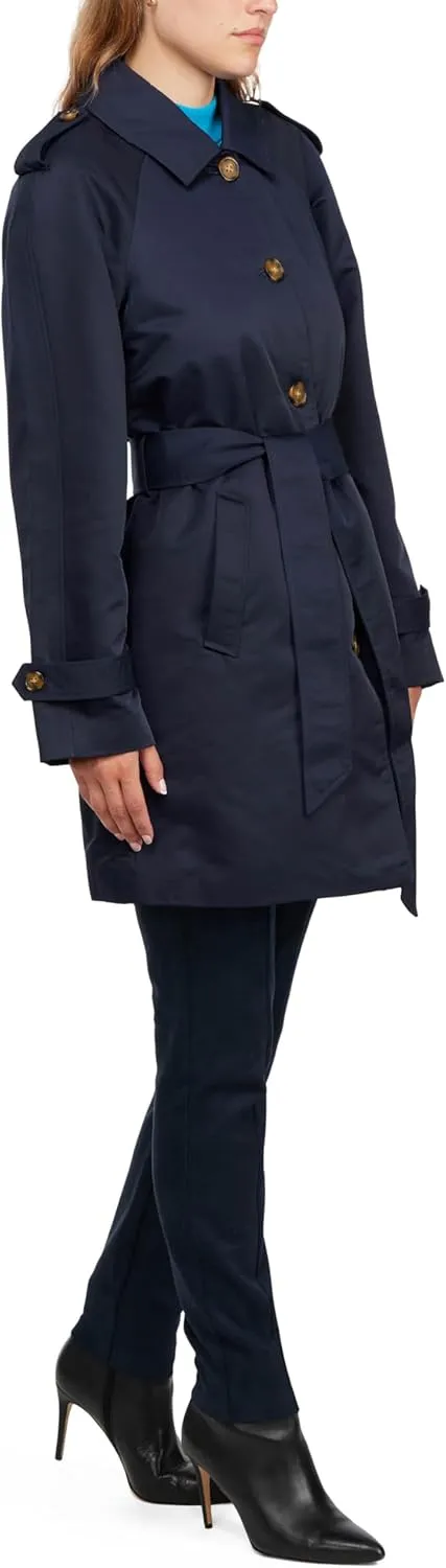ELLEN TRACY Women's Trench Coat - Waist Belted Button Up Long Raincoat for Ladies (Sizes: S-XL)