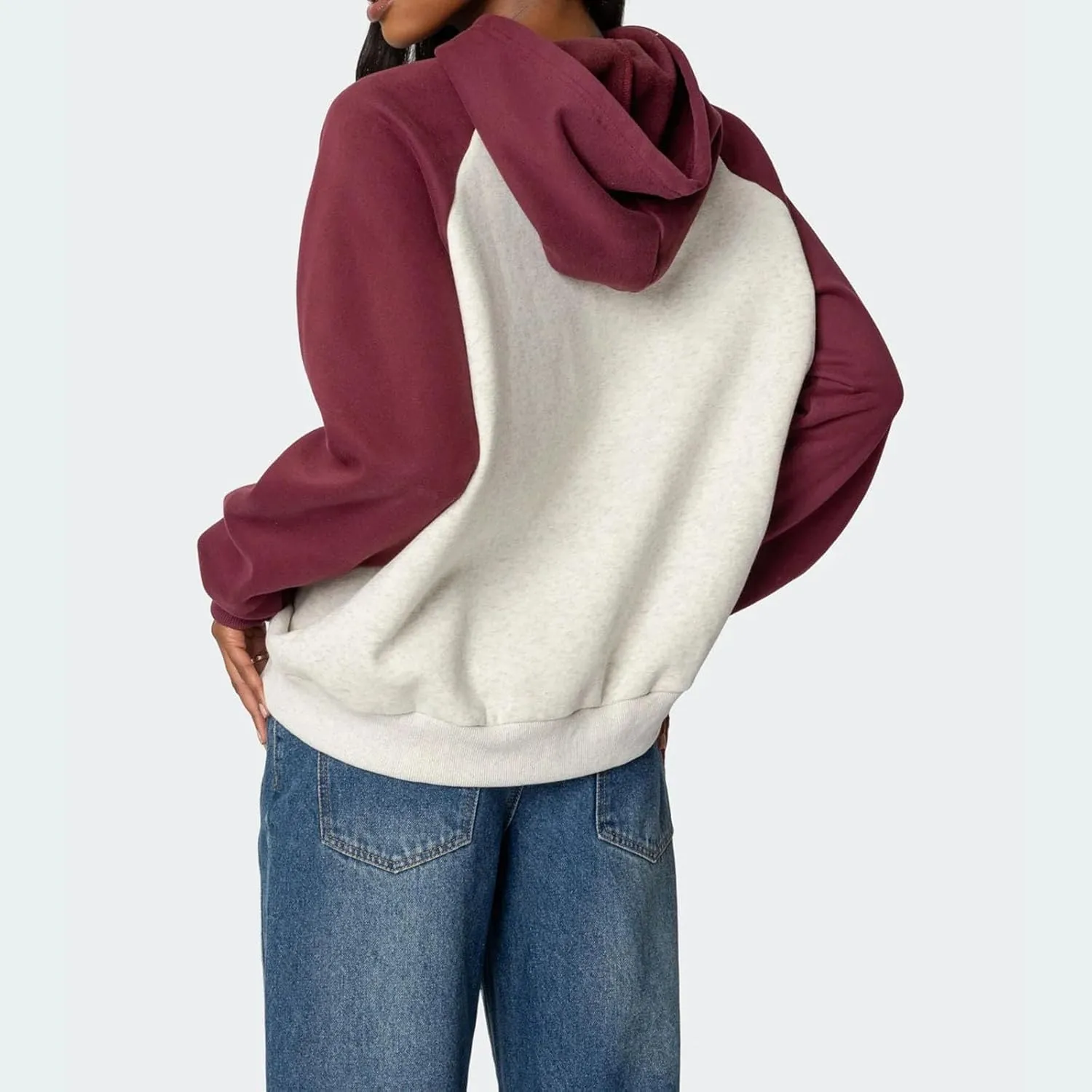 Faretumiya Women Bow Print Hoodies Oversized Hooded Sweatshirt Long Sleeve Drop Shoulder Graphic Y2k Shirt Pullover Top