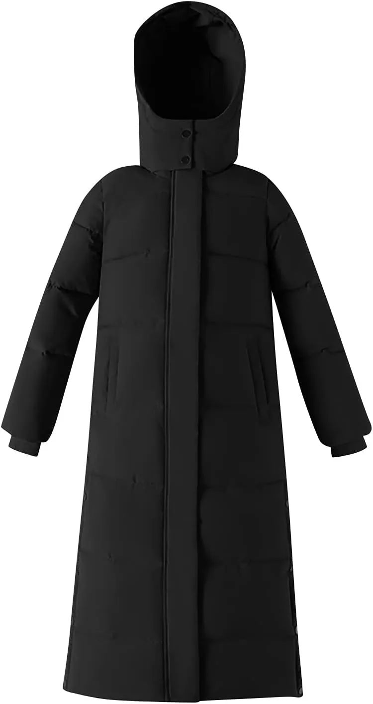 Fashion Lengthened Thickened Puffer Jackets Warm Winter Coats for Women Medium Length Down Cotton Jacket Hood Outwear
