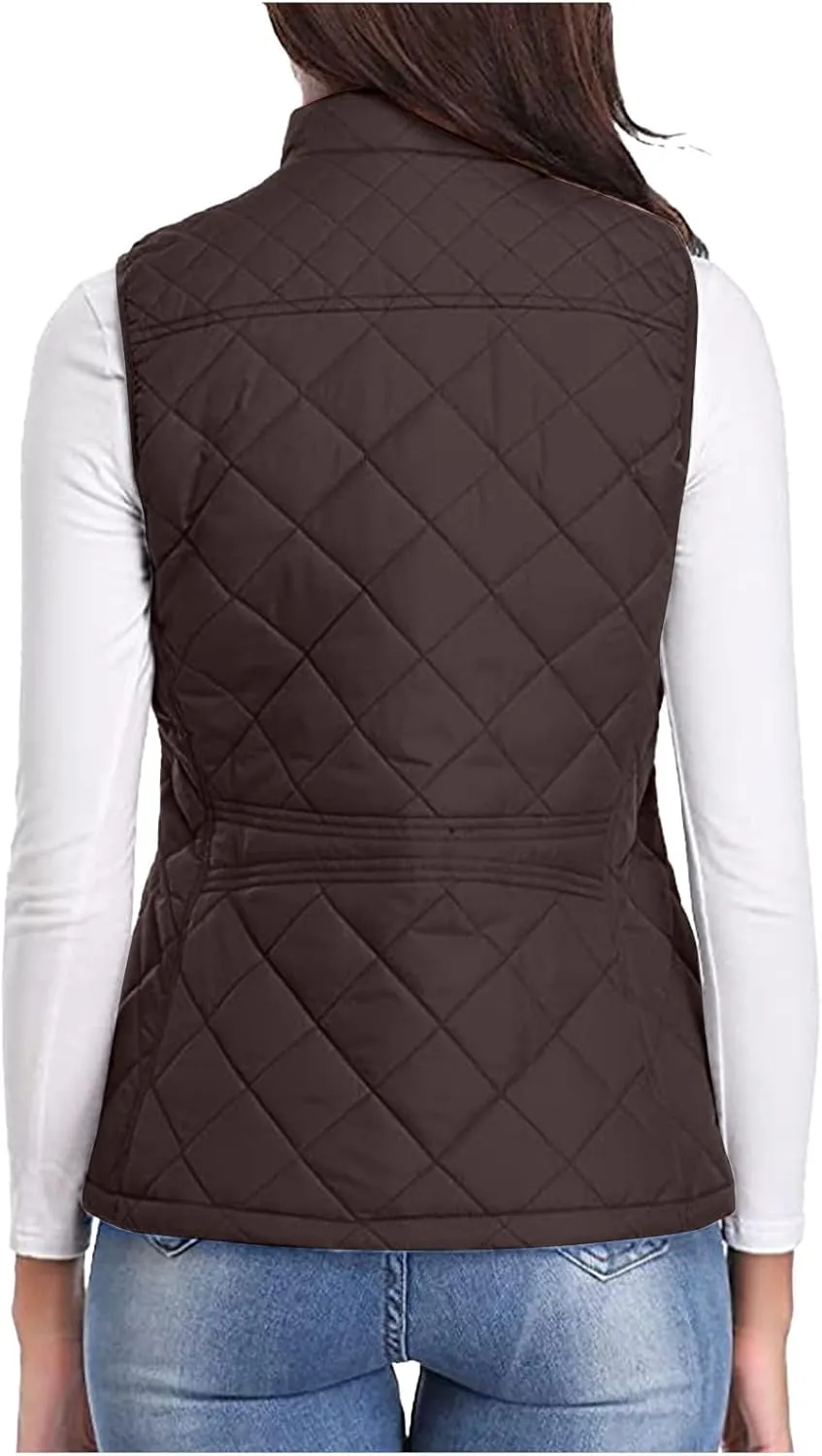 Fashion Puffer Vest Women Fall Winter Sleeveless Coats Down Cotton Waistcoat with Pockets Zip Up Quilted