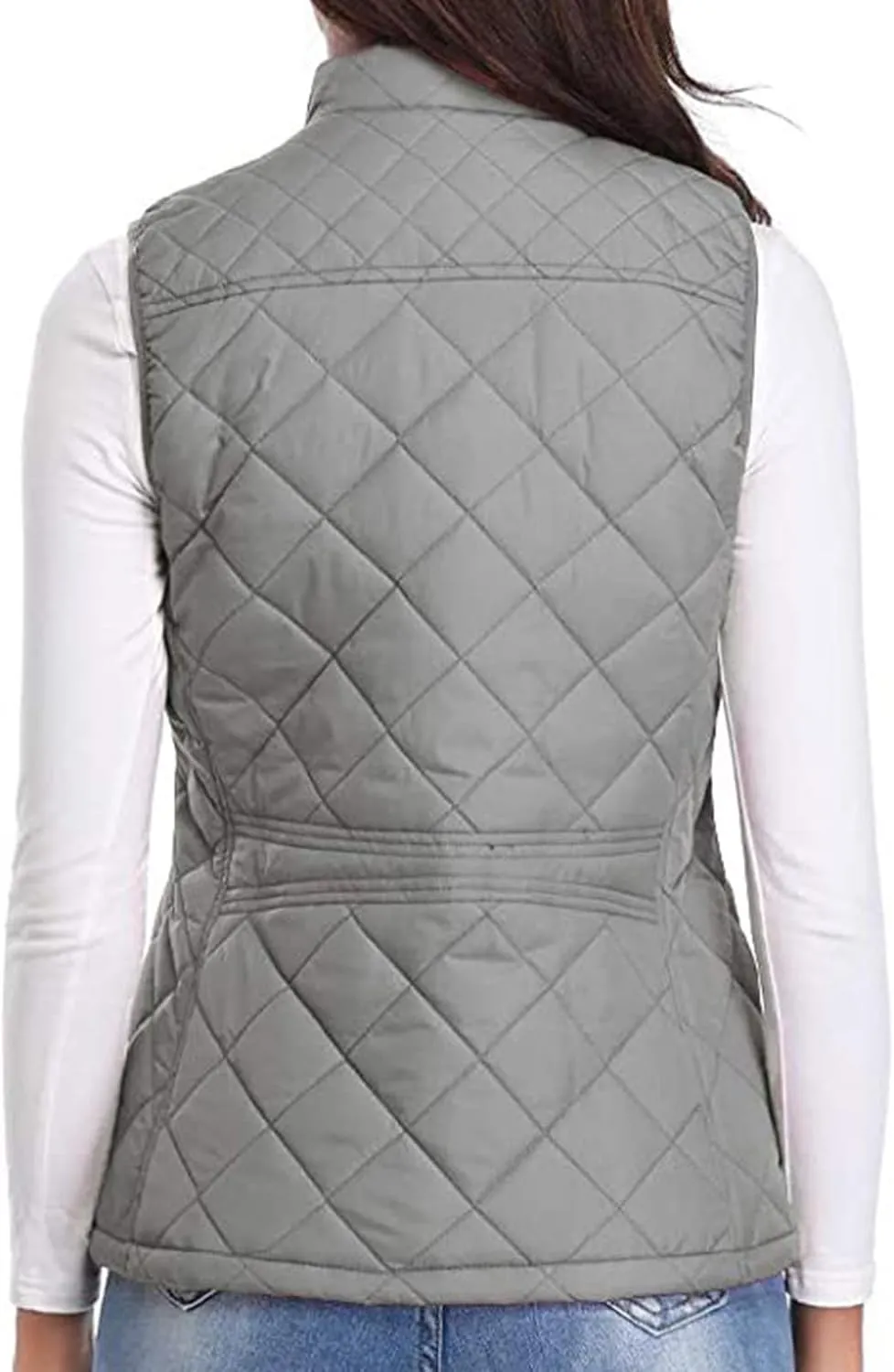 Fashion Puffer Vest Women Fall Winter Sleeveless Coats Down Cotton Waistcoat with Pockets Zip Up Quilted