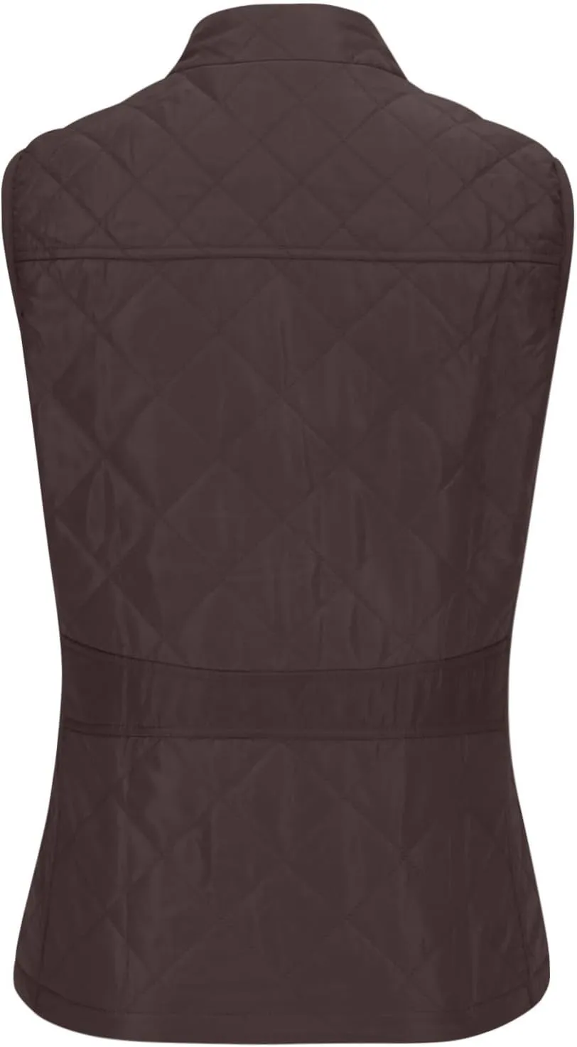 Fashion Puffer Vest Women Fall Winter Sleeveless Coats Down Cotton Waistcoat with Pockets Zip Up Quilted