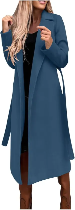 Fashion Trench Coat for Women 2025 Long Overcoat Work Casual Blazer Woolen Coats Fall Winter Cardigan Jackets
