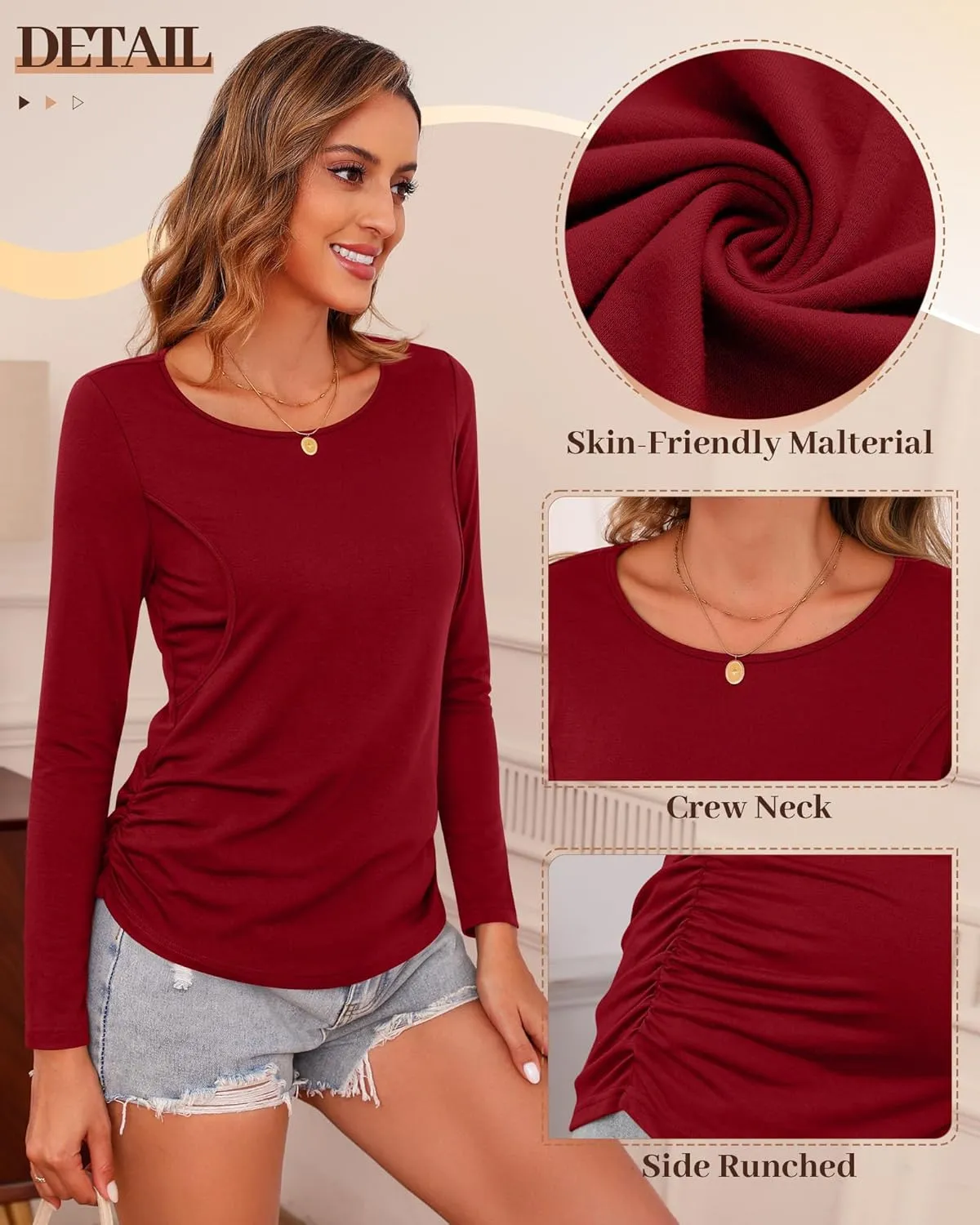 Ficerd 3 Pack Women's Maternity Tops Nursing Shirts for Breastfeeding Long Sleeves Double Layer Pregnancy Clothes