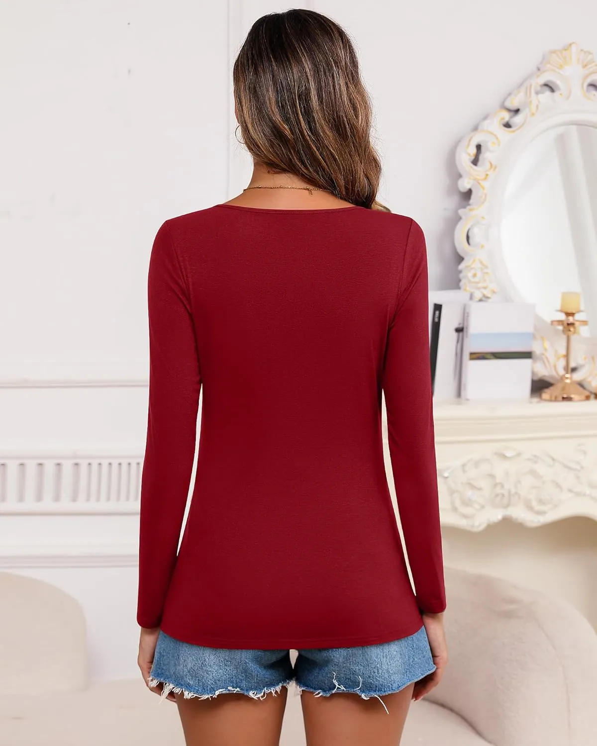 Ficerd 3 Pack Women's Maternity Tops Nursing Shirts for Breastfeeding Long Sleeves Double Layer Pregnancy Clothes
