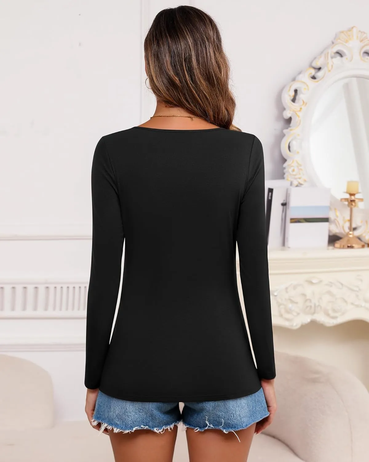Ficerd 3 Pack Women's Maternity Tops Nursing Shirts for Breastfeeding Long Sleeves Double Layer Pregnancy Clothes