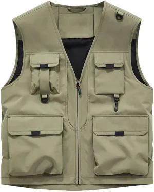 Fishing Vests for Men Lightweight Breathable Journalist Photographer Fishing Vest Outdoor Safari Travel Waistcoat Gilet