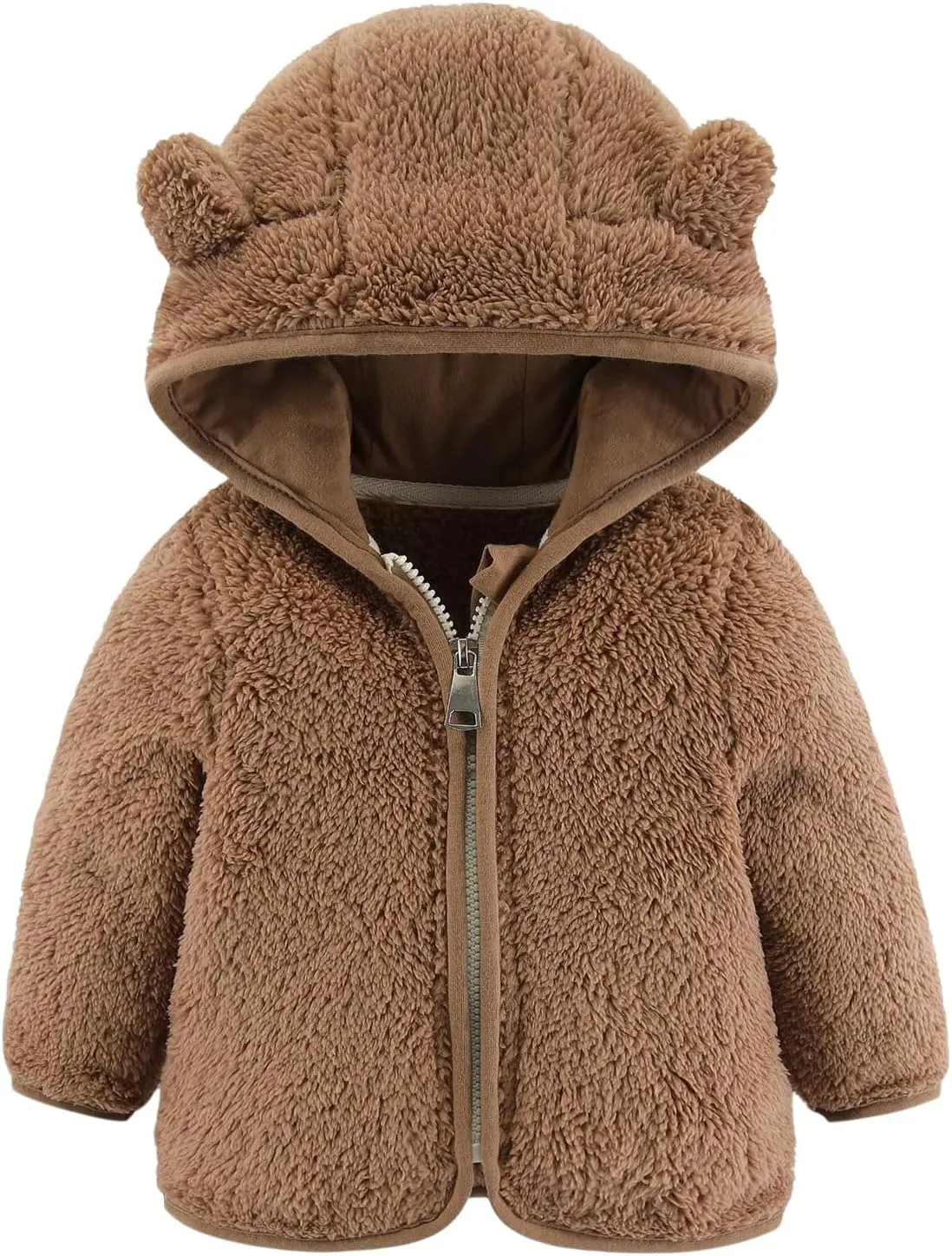 Fleece Hooded Jacket for Baby Girls Boys Zip Up Teddy Coat Winter Warm Bear Ear Cute Jackets Thick Outwear Cardigan