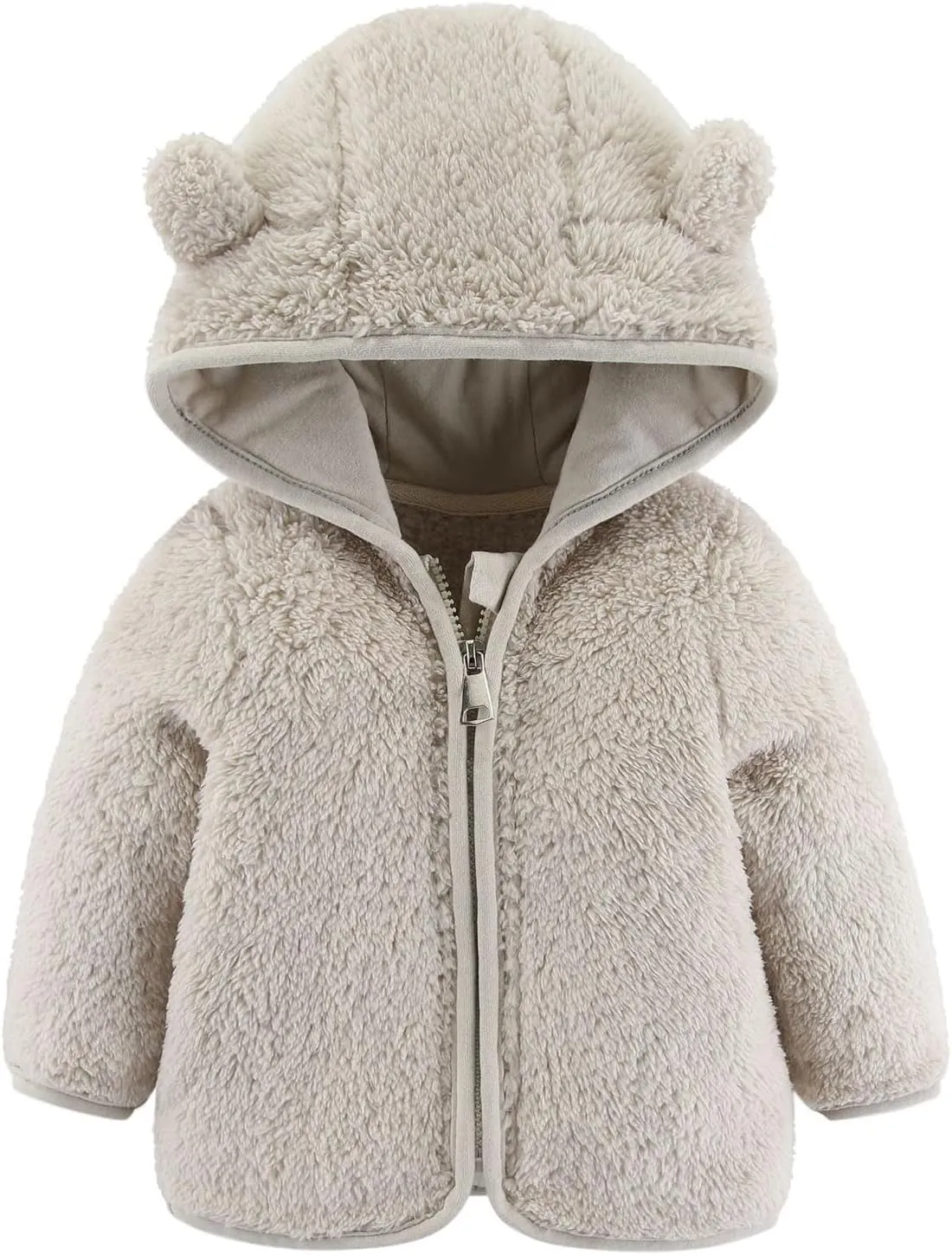 Fleece Hooded Jacket for Baby Girls Boys Zip Up Teddy Coat Winter Warm Bear Ear Cute Jackets Thick Outwear Cardigan