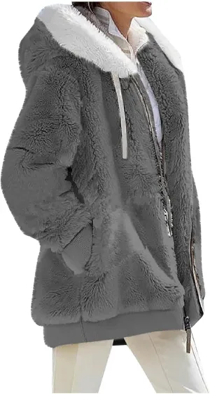 Fleece Jacket Women Sherpa Jacket Zip Up Hooded Oversized Coats Warm Winter Coats for Women 2024 with Pockets