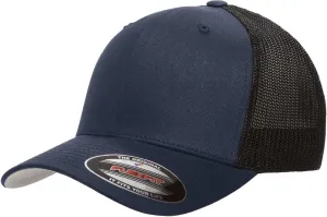 Flexfit Unisex Cotton Twill Fitted Baseball Cap, Navy, One Size