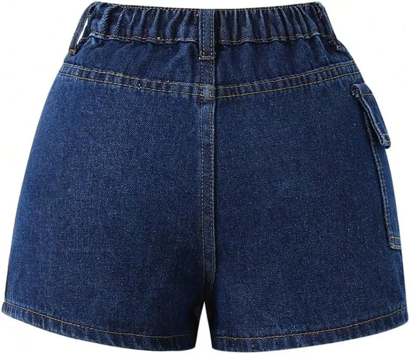 Floerns Girl's Wrap Front High Waist Denim Skorts Straight Leg Skirt Shorts