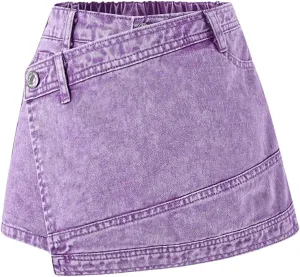 Floerns Girl's Wrap Front High Waist Denim Skorts Straight Leg Skirt Shorts