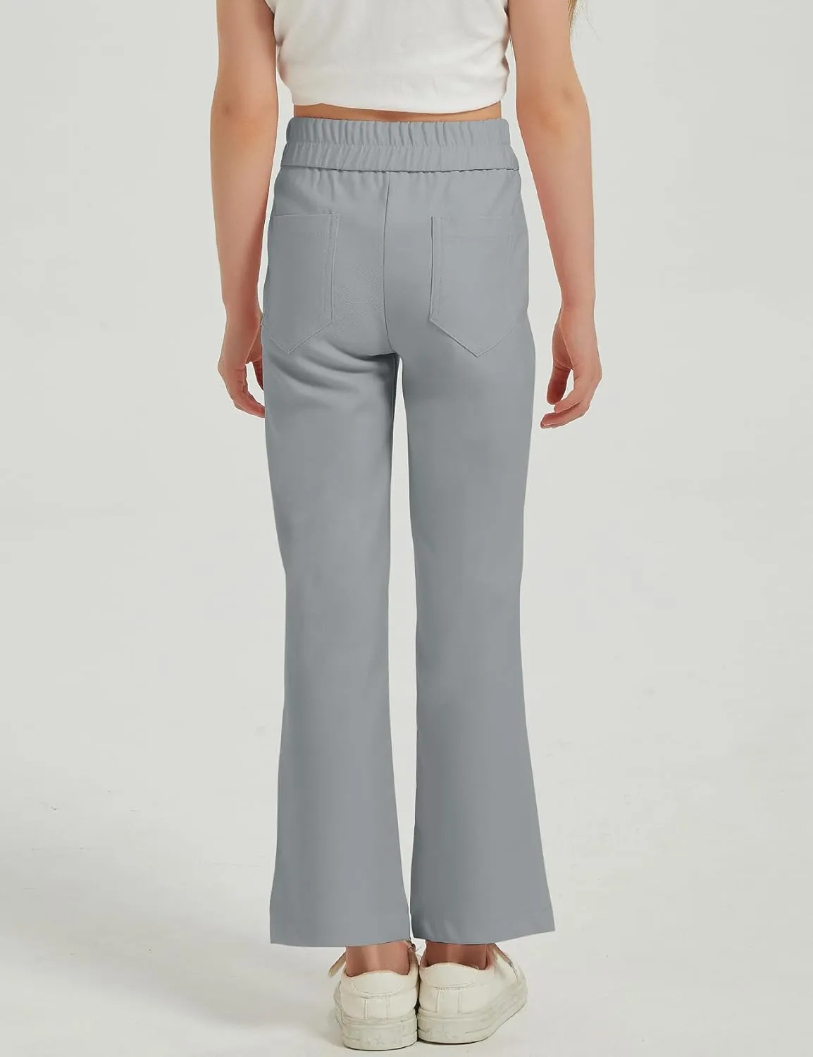 Flygo Girls Flare Yoga Pants Kids High Waisted Multiple Pockets Bell Bottoms Button Bootcut Stretchy Pants