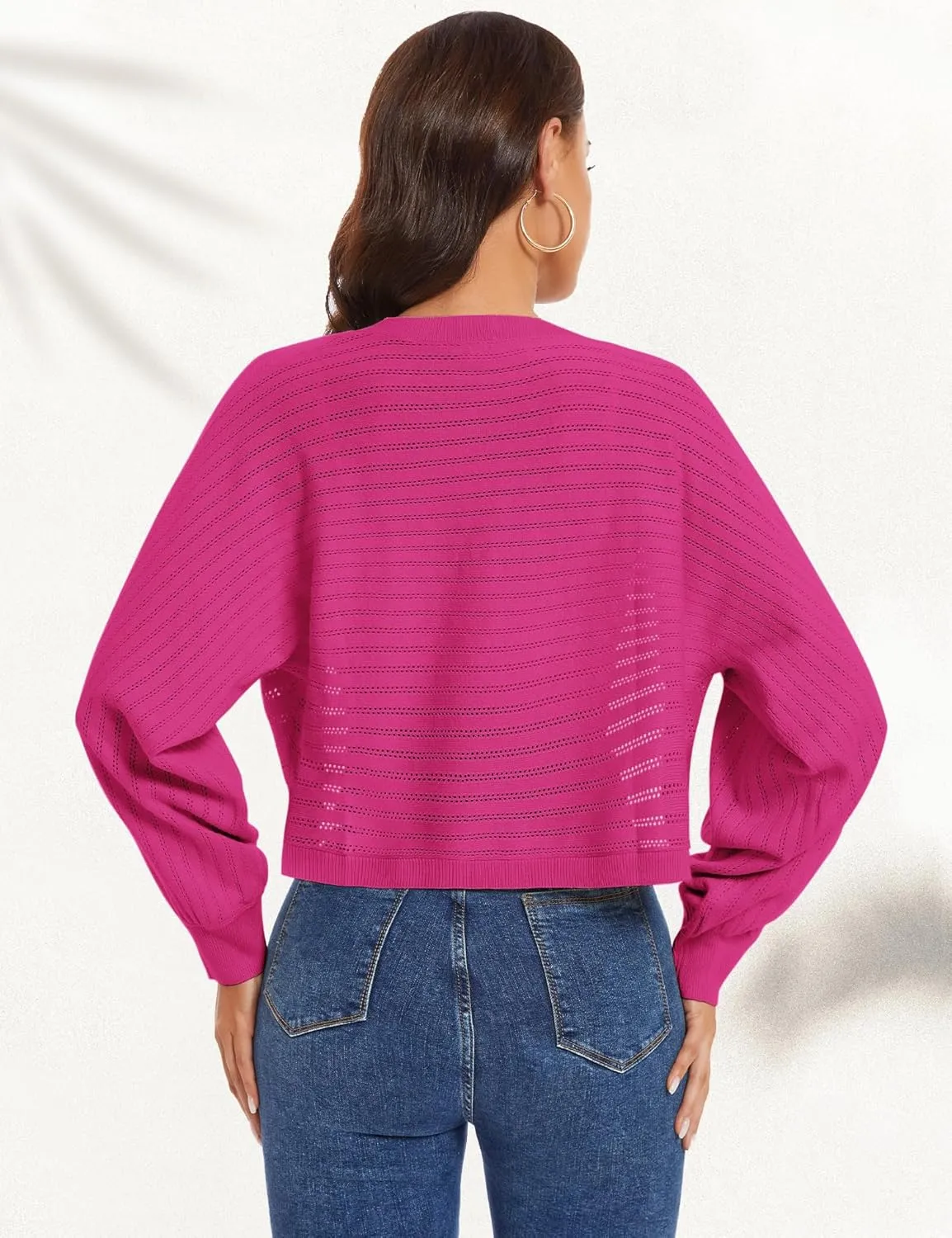 Genhoo Open Front Bolero Shrug for Women Long Sleeve Cropped Cardigan Sweaters Crochet Dressy Cardigans for Dresses