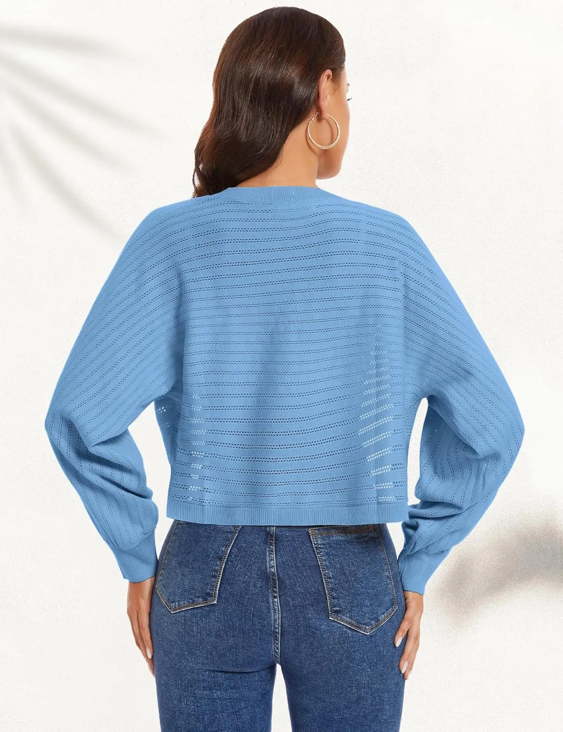 Genhoo Open Front Bolero Shrug for Women Long Sleeve Cropped Cardigan Sweaters Crochet Dressy Cardigans for Dresses
