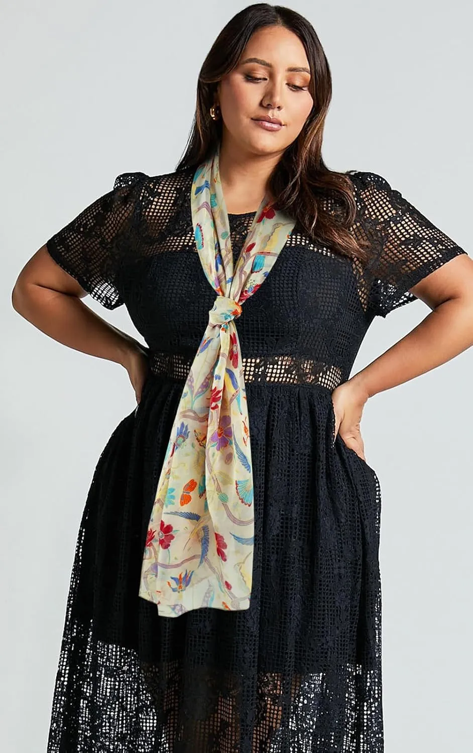 GERINLY Scarfs for Women Lightweight Floral Birds Print Cotton Scarves and Wraps for Summer Shawl