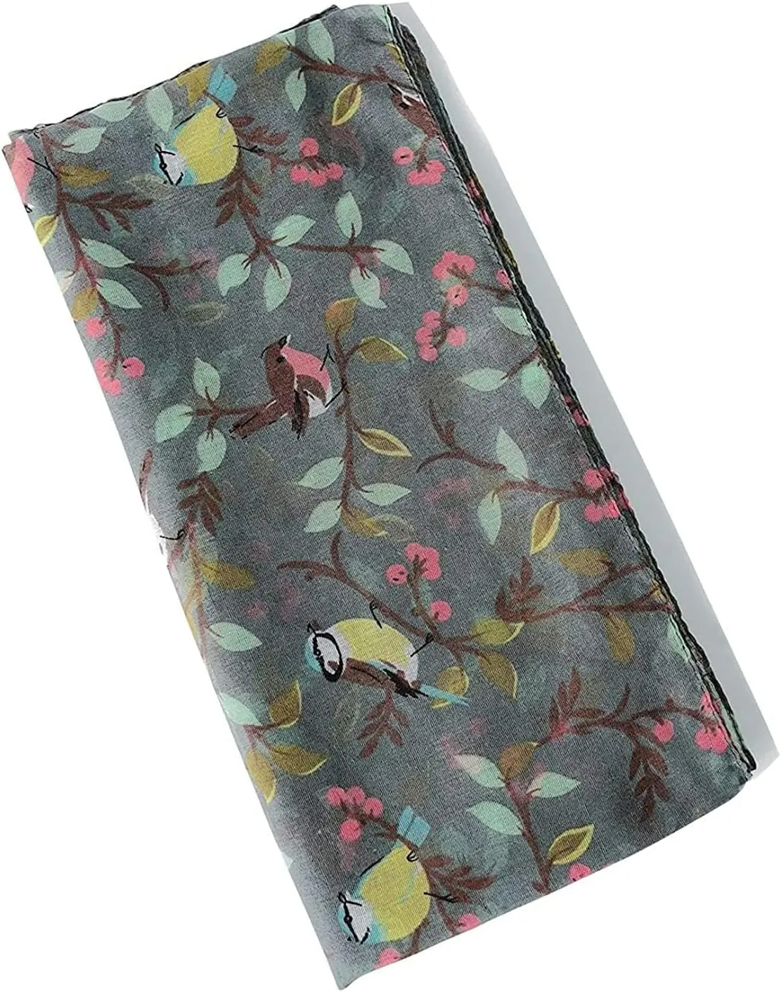 GERINLY Scarfs for Women Lightweight Floral Birds Print Cotton Scarves and Wraps for Summer Shawl