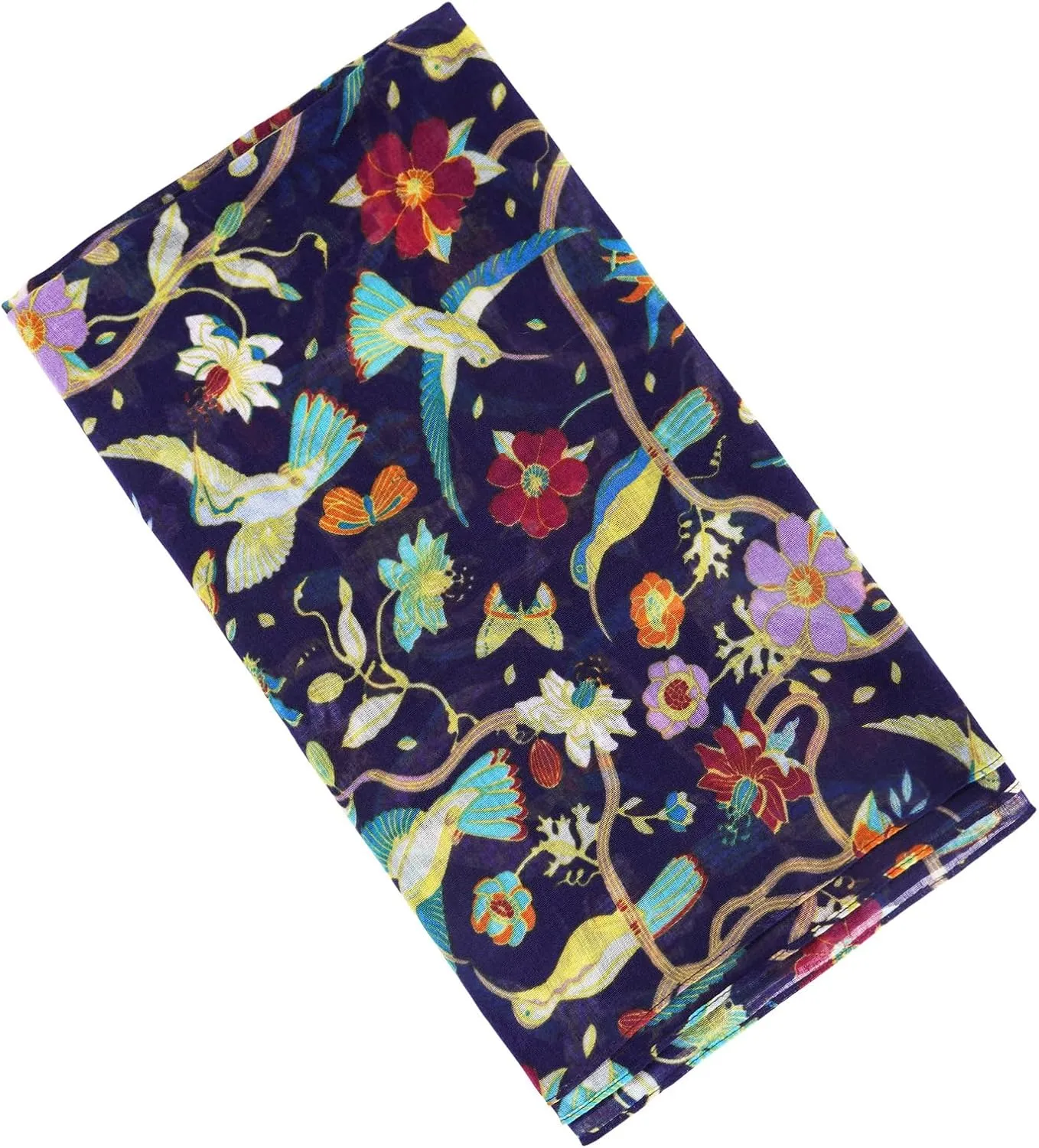 GERINLY Scarfs for Women Lightweight Floral Birds Print Cotton Scarves and Wraps for Summer Shawl