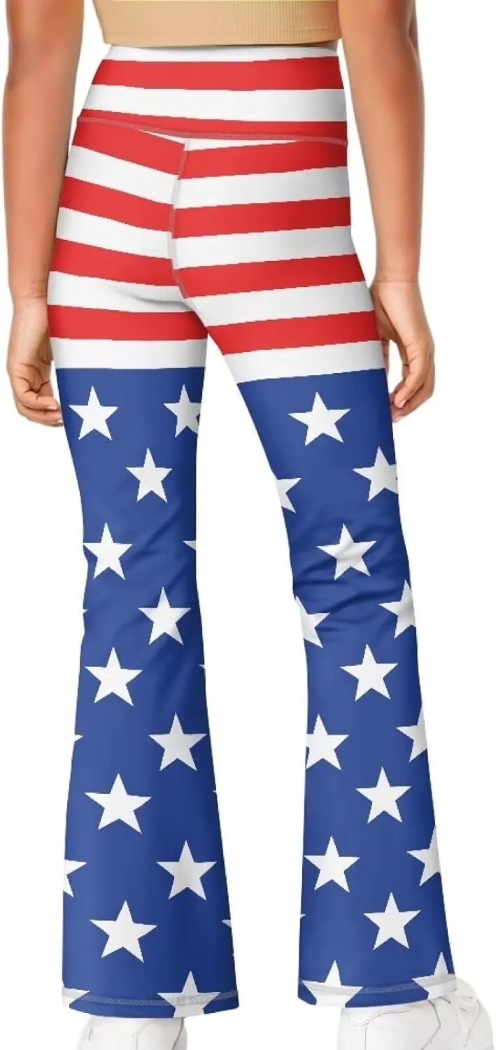 Girl's Flare Leggings High Waisted Kids Yoga Pants Stretchy Bell Bottoms Tummy Control Dance Bootcut Pants