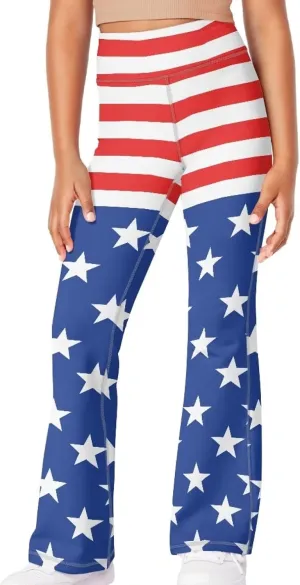Girl's Flare Leggings High Waisted Kids Yoga Pants Stretchy Bell Bottoms Tummy Control Dance Bootcut Pants