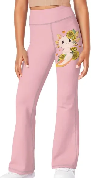 Girl's Flare Leggings High Waisted Kids Yoga Pants Stretchy Bell Bottoms Tummy Control Dance Bootcut Pants
