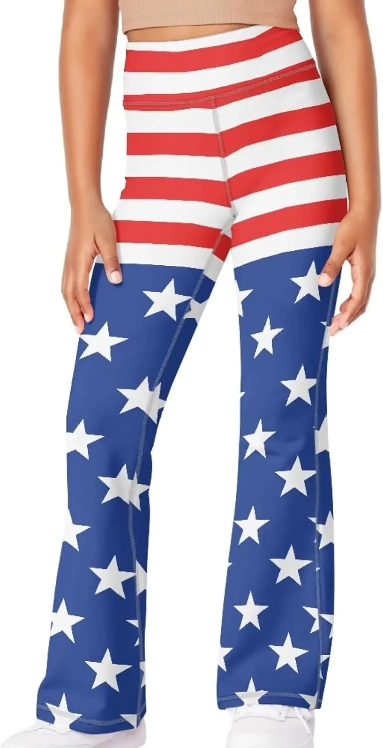 Girl's Flare Leggings High Waisted Kids Yoga Pants Stretchy Bell Bottoms Tummy Control Dance Bootcut Pants