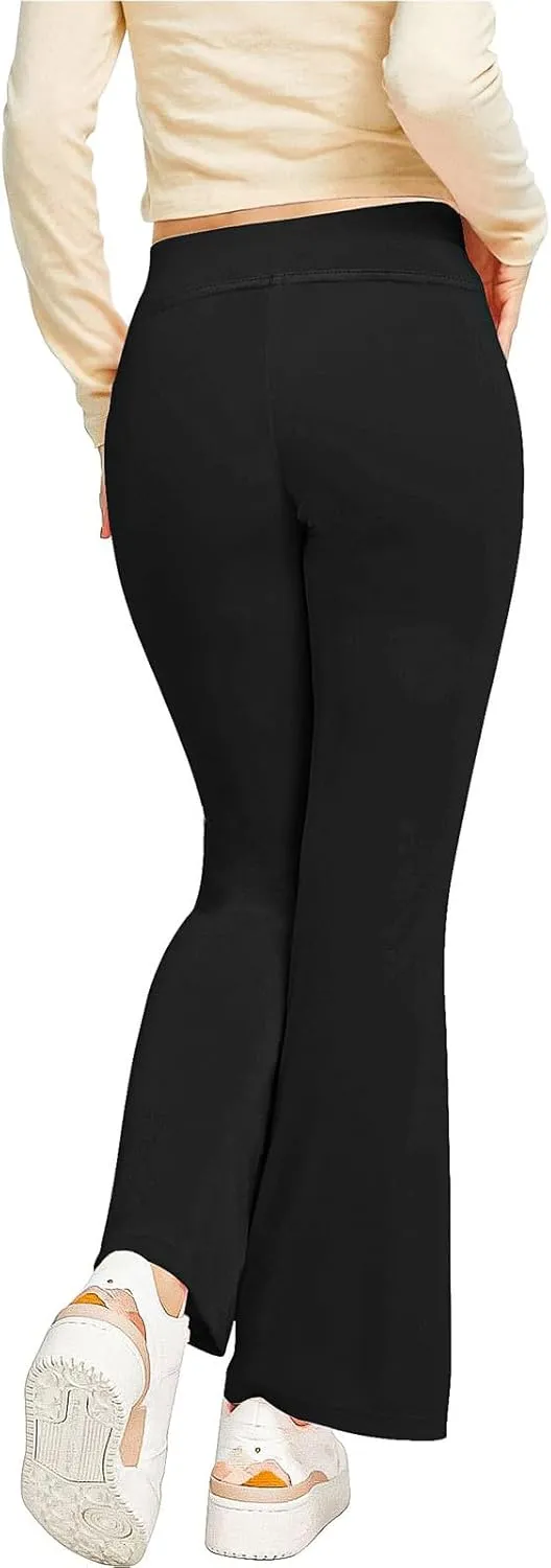Girl's Flare Leggings with Pockets High Waisted Bootcut Yoga Pants Kids Stretch Bell Bottoms Dance Leggings