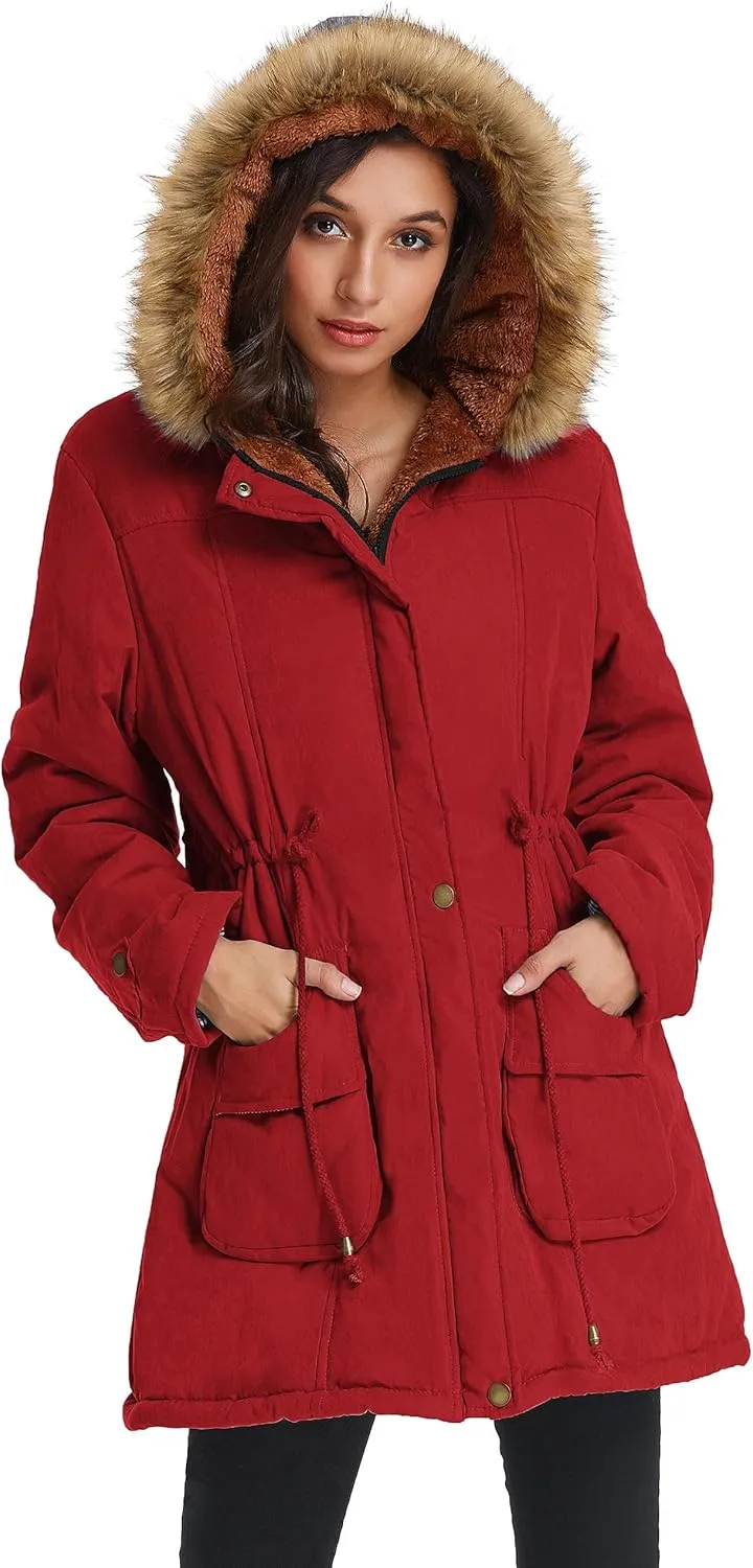 GRACE KARIN Women's Winter Coats Fleece Parkas Anoraks Hooded Military Jacket Coats