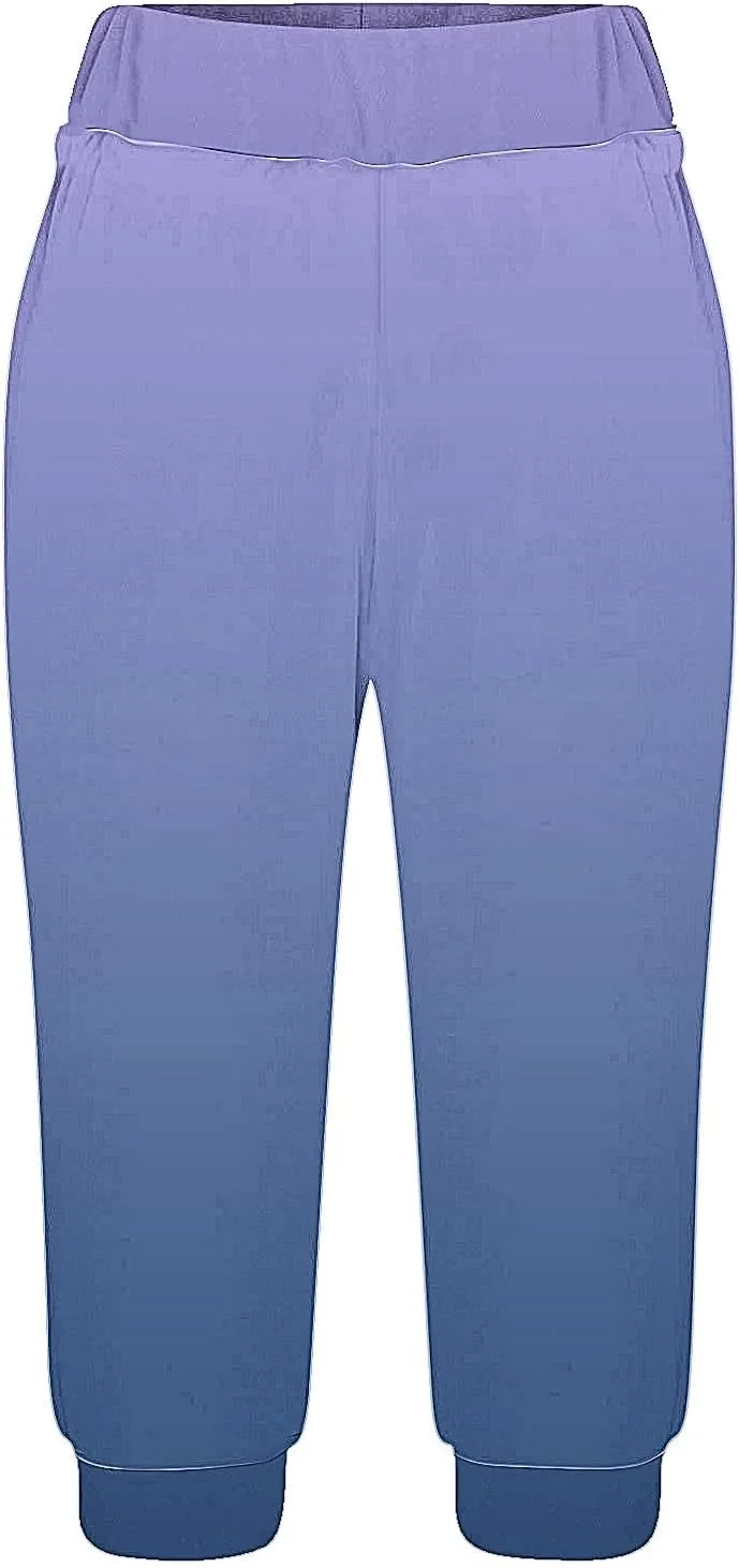 Gradient Capri Pants for Women Ombre High Waist Stretchy Cropped Leggings Summer Casual Yoga Lounge Bottoms