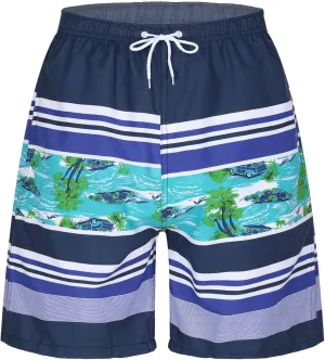 Hansber Mens Colorful Pattern Swim Trunks Quick Dry Beach Board Shorts Surf Pants Casual Sports Bottoms