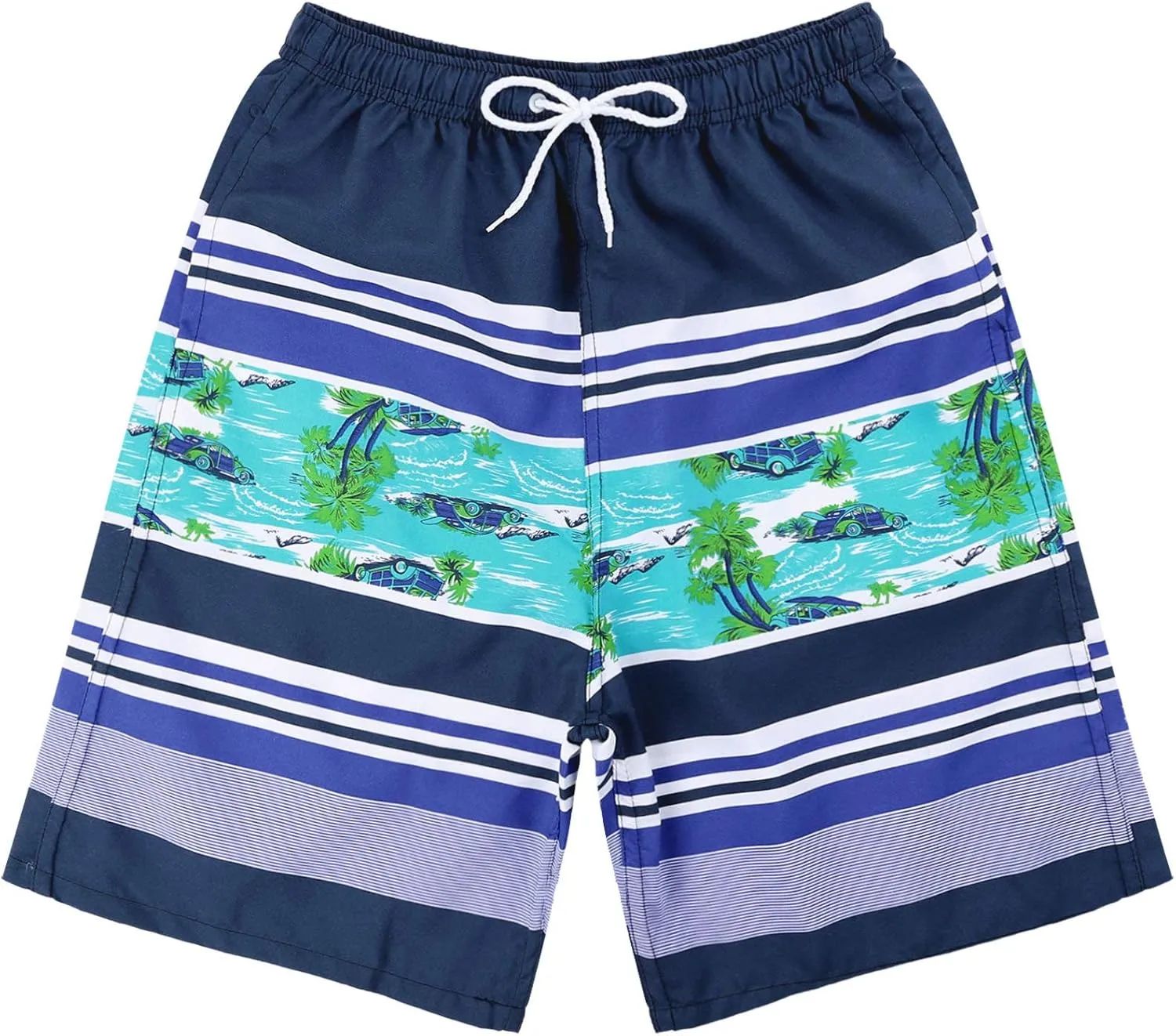 Hansber Mens Colorful Pattern Swim Trunks Quick Dry Beach Board Shorts Surf Pants Casual Sports Bottoms