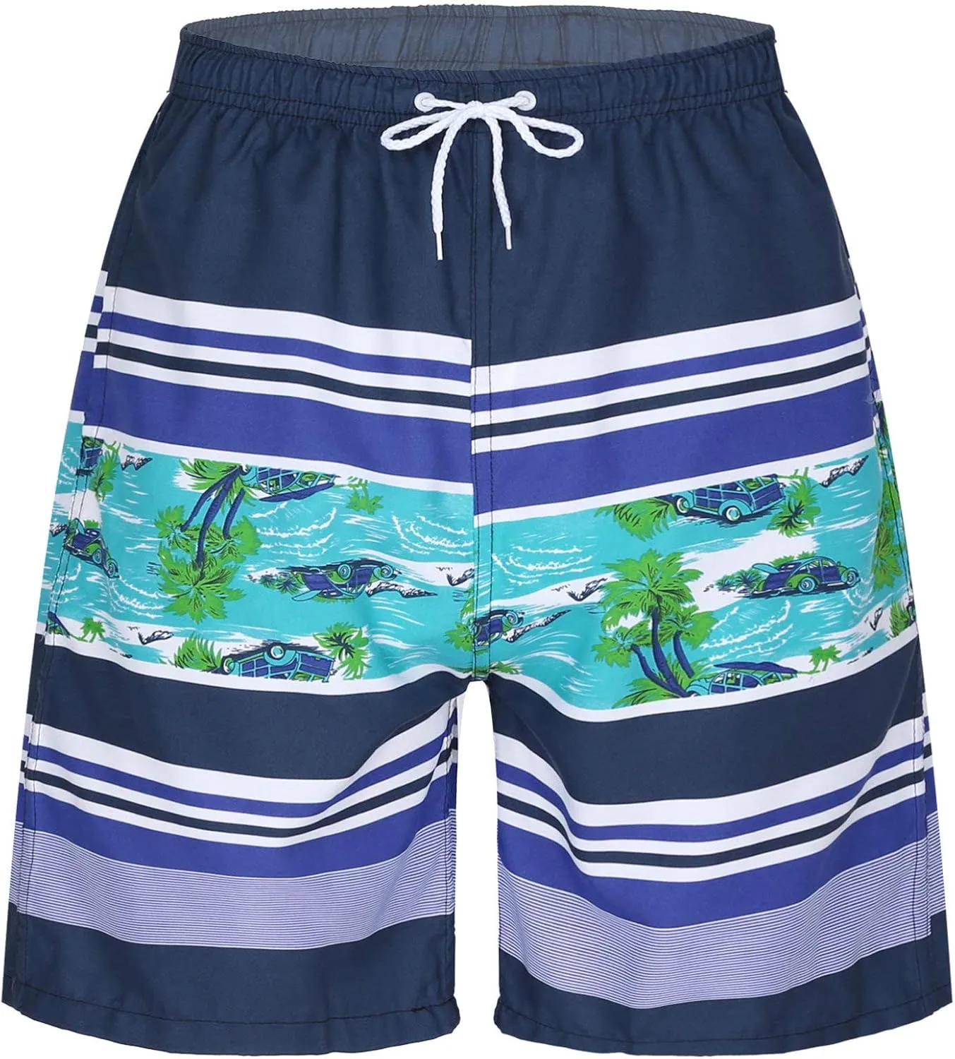 Hansber Mens Colorful Pattern Swim Trunks Quick Dry Beach Board Shorts Surf Pants Casual Sports Bottoms