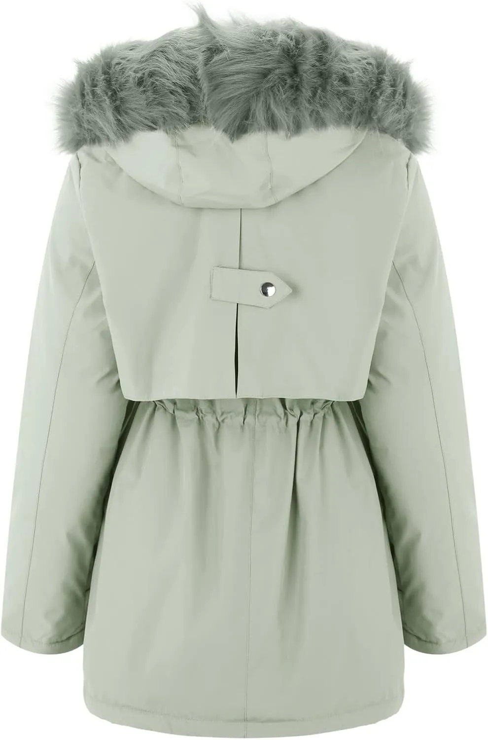 Hasta Womens Faux Fur Coat with Hood Drawstring Waist Fleece Fluffy Coat Winter Thickened Warm Plush Parka Fuzzy Jackets