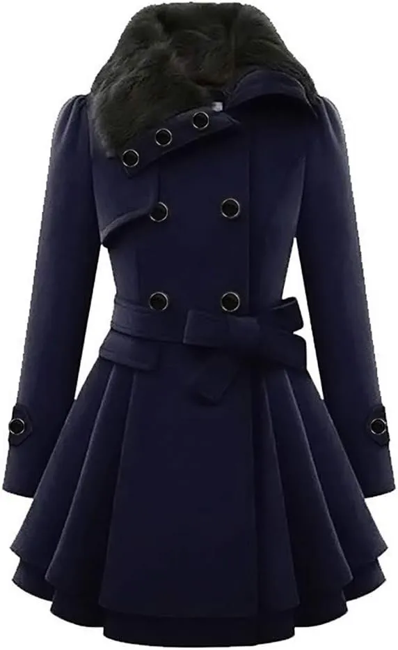 Hasta Women's Fleece Overcoat Cloak Plus Size Button Fuzzy Jackets Cloak Warm A-Line Elegant Thickened Plush Outercoat 2023