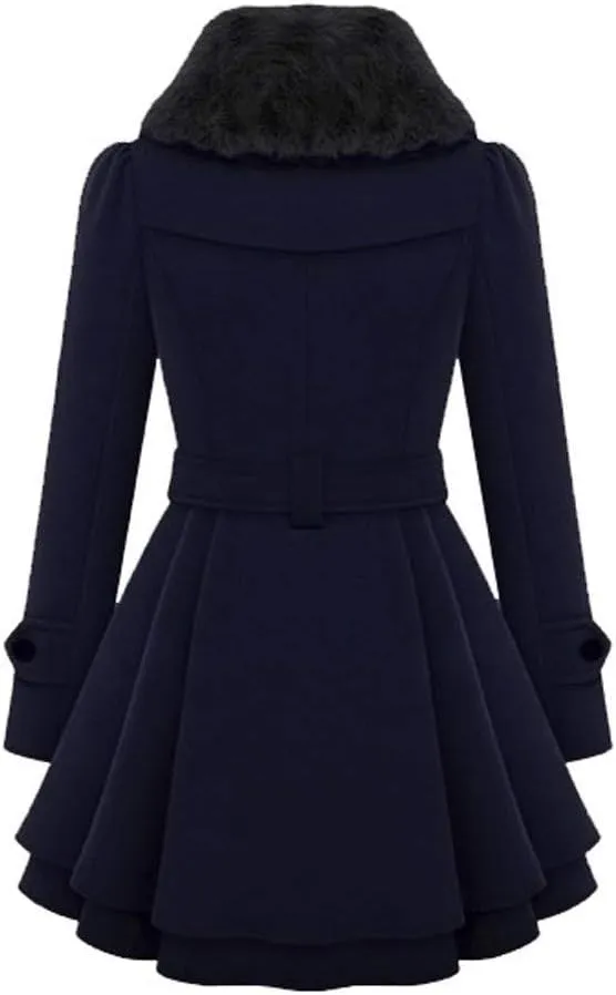 Hasta Women's Fleece Overcoat Cloak Plus Size Button Fuzzy Jackets Cloak Warm A-Line Elegant Thickened Plush Outercoat 2023