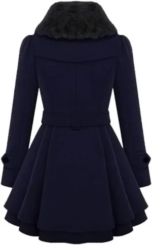 Hasta Women's Fleece Overcoat Cloak Plus Size Button Fuzzy Jackets Cloak Warm A-Line Elegant Thickened Plush Outercoat 2023