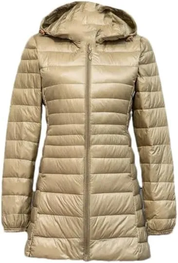 Hgvcfcv Women Long Warm Light Down Jacket Ladies Hooded With Portable Puffer Coats Women's Overcoats