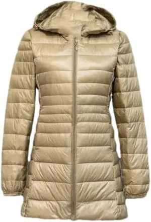 Hgvcfcv Women Long Warm Light Down Jacket Ladies Hooded With Portable Puffer Coats Women's Overcoats