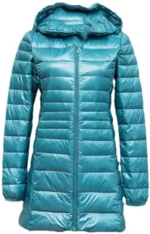 Hgvcfcv Women Long Warm Light Down Jacket Ladies Hooded With Portable Puffer Coats Women's Overcoats