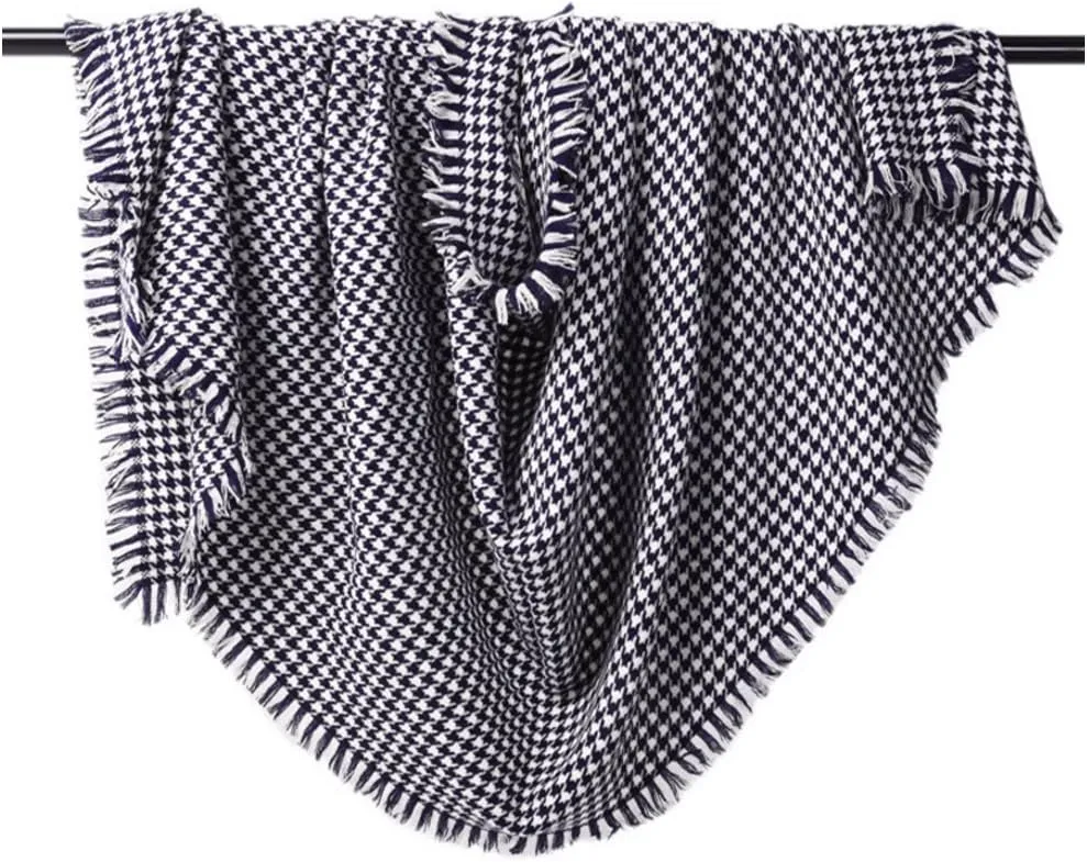 High Grade Extra Large Oversized Cashmere Houndstooth Shawls and Wraps 100% Wool Stole Scarves