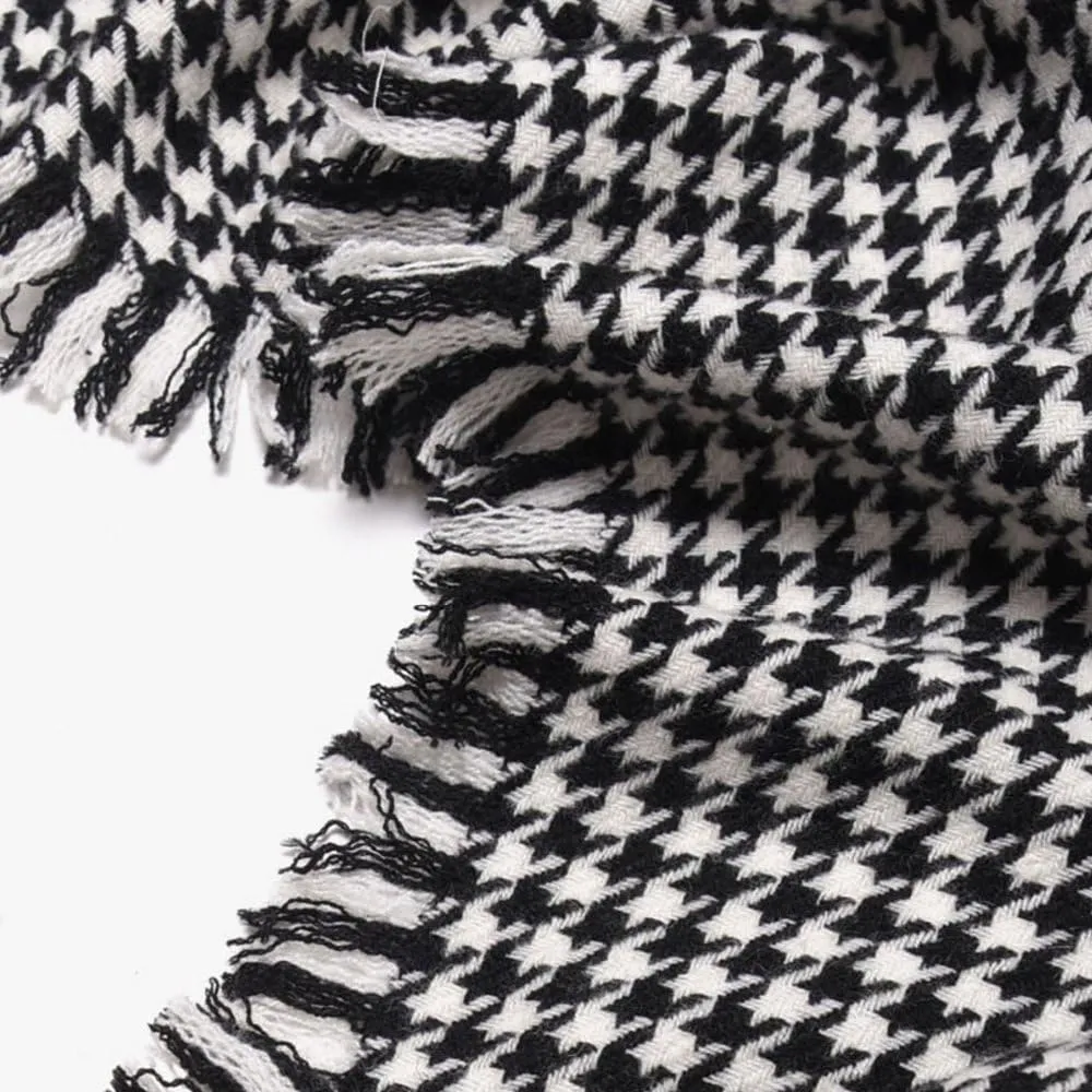 High Grade Extra Large Oversized Cashmere Houndstooth Shawls and Wraps 100% Wool Stole Scarves