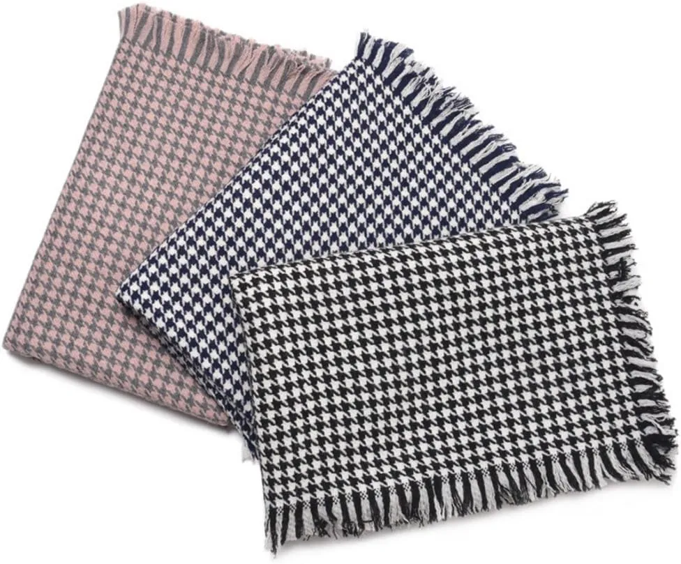 High Grade Extra Large Oversized Cashmere Houndstooth Shawls and Wraps 100% Wool Stole Scarves
