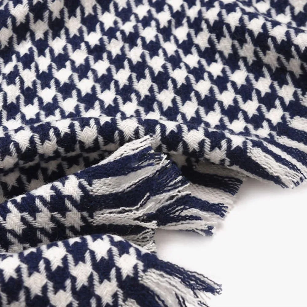 High Grade Extra Large Oversized Cashmere Houndstooth Shawls and Wraps 100% Wool Stole Scarves