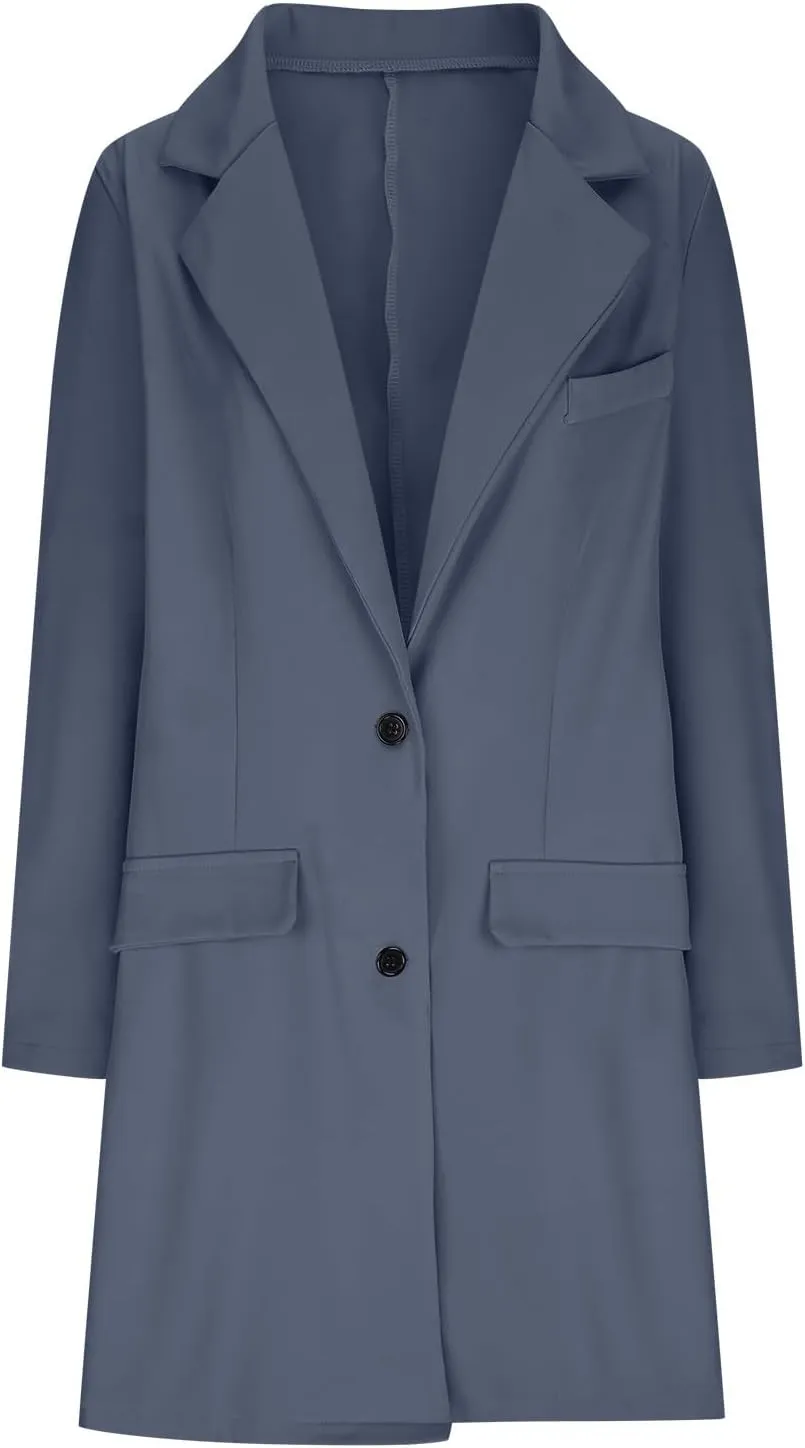 Hvyesh Women's Wool Blend Jackets 2024 Winter Trendy Mid Long Warm Trench Pea Coats Dressy Casual Double Breasted Overcoat