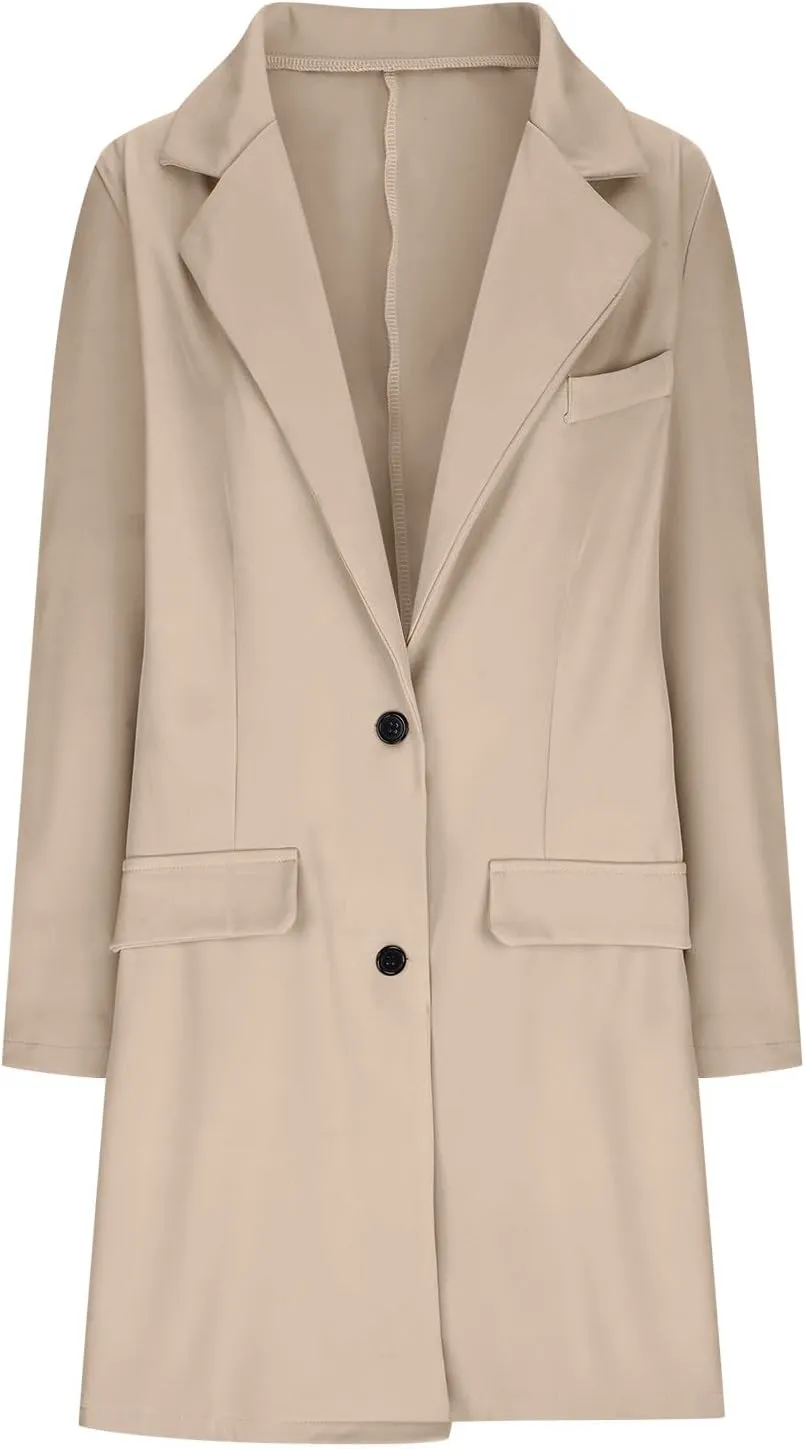 Hvyesh Women's Wool Blend Jackets 2024 Winter Trendy Mid Long Warm Trench Pea Coats Dressy Casual Double Breasted Overcoat